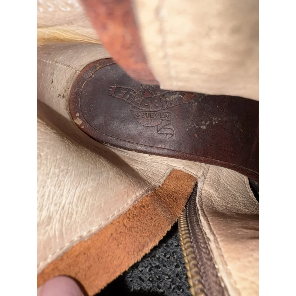 Freebird by Steven Peru Leather Size 9 Mid-Shaft Ankle Open Toe Buckles Brown